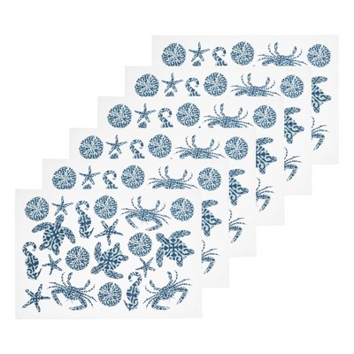 C&F Home Stamped Seaside Cotton Placemat Machine Washable Set of 6