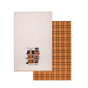 2pk Halloween Haunted House Printed and Plaid Dish Kitchen Towel - Bullseye's Playground™ - 1 of 3