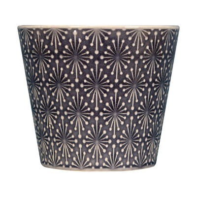 Blue Diamond Burst Pattern Glazed Ceramic Planter - Foreside Home & Garden