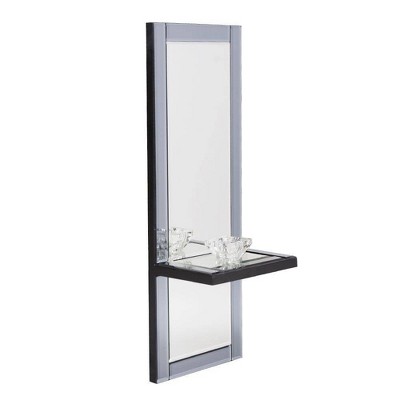 Emerson Ice Blue Mirrored Wall Sconce with Candle Holder