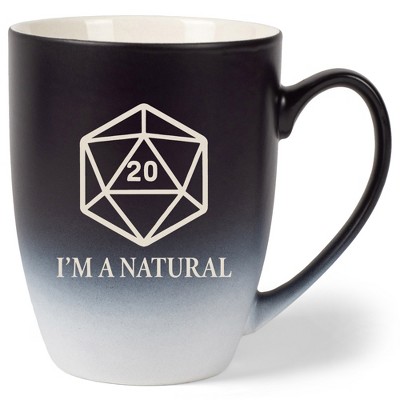 100 North Dice 10 Ounce Black and White Two Toned Ombre, Comfortably Fits Your Hands, Ceramic Tea Coffee Cup Mug, I'm A Natural
