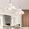 Rennnsan Veorix 11"W 1-Light Dome Wood Modern Dimmable Pendant in White - 2 of 4