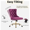 QingMoon Velvet Home Office Chair, Adjustable Swivel Desk Chair, Modern Ergonomic Computer Chair with Metal Base and Nailhead for Studio - 3 of 4
