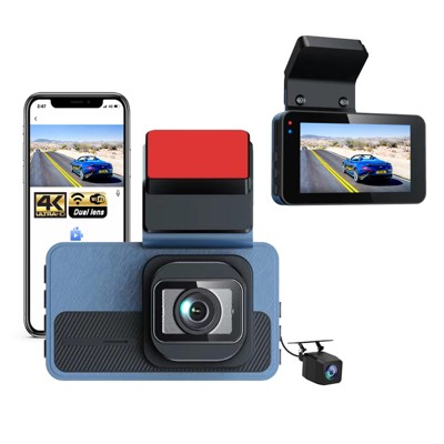 SUGIFT 4K+1080P Dual Dash Cam – Front & Rear Car Camera with Wi-Fi App Control, GPS Tracking, Night Vision, Loop Recording & 128GB Card Included