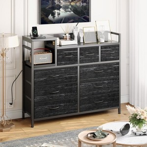 Dresser for Bedroom with 9 Drawers, Modern Wide Dressers with Drawer Organizers, TV Stand with Charging Station, Fabric Chest of Drawers - 1 of 4