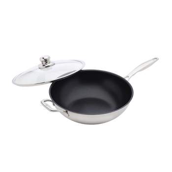 Swiss Diamond Nonstick Clad Induction Wok with Tempered Glass Lid, 12.5", 7.9 QT