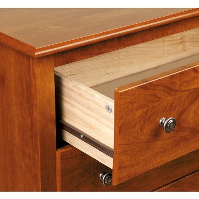 Elegant Cherry Nightstand with Open Shelf and Antique Bronze Knobs