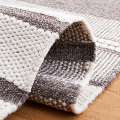 Ivory and Brown 8' x 10' Flatweave Striped Wool Rug