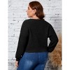 Women's Plus Size Cropped Cardigan Long Sleeve V-Neck Outerwear Button Down Knit Sweater - 4 of 4