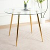 Gulches 39.4" Round Dining Table, Clear Tempered Glass Top & Gold-Plated Metal Legs, Modern Minimalist Table for Kitchen/Dining Room - 4 of 4