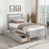 Tangkula Twin Size Platform Bed w/ Drawers 2 Pull-out Drawers Headboard & Footboard Gray - 3 of 4