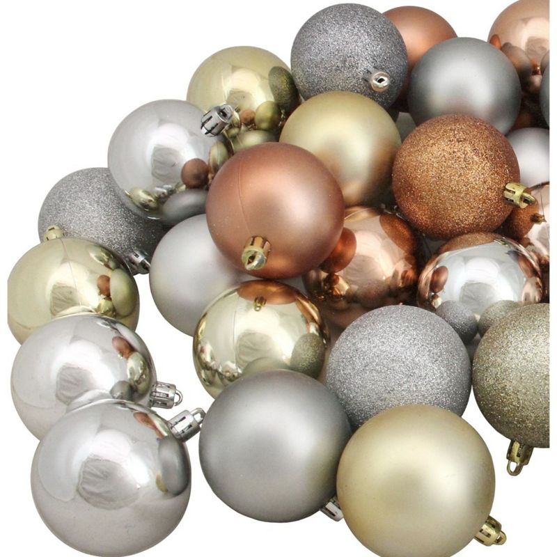 Northlight 60ct Shatterproof 3-Finish Christmas Ball Ornament Set 2.5" - Gold/Silver, 2 of 4