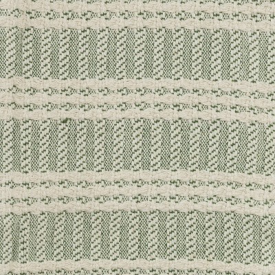 Green and Natural Cotton Striped Reversible Throw Blanket