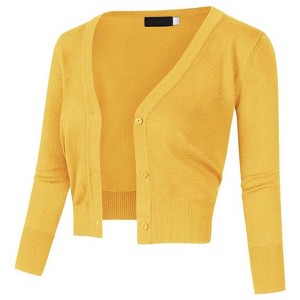 MISSKY Women's Casual Open Front Knit Cropped Bolero Shrug 3/4 Sleeve Cardigan Sweater - 1 of 4