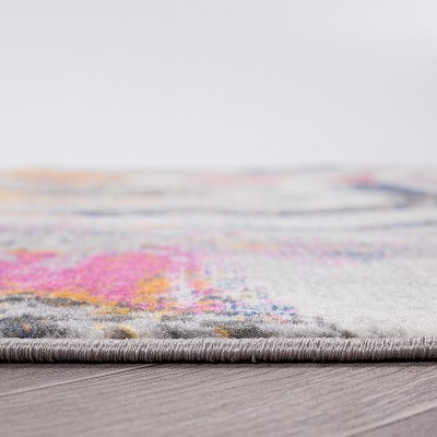 Distressed Multicolor Abstract Watercolor 5' x 7' Synthetic Area Rug