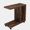 Resenkos Sofa Side End Table, End Table, Couch Table,2-Tier End Table, C-Shaped Wood Side Table with Lockable Wheels,Brown - 3 of 4