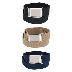 CTM Kids' Adjustable Elastic Belt with Magnetic Buckle (Pack of 3 Colors) - 1 of 3