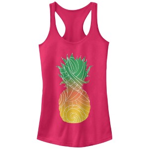 Juniors Womens Lost Gods Indigenous Pineapple  Racerback Tank Top - Dark Pink - Large - 1 of 3