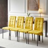 Okak Modern Nordic Velvet Dining Chairs Set of 4, Kitchen Side Chairs with Gold Metal Legs & High Back Cushion for Dining Room - 2 of 4