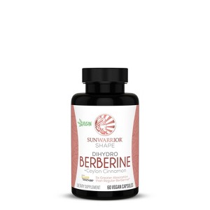 Berberine + Ceylon Cinnamon Capsules, Support Balanced Metabolism, Healthy Blood Sugar Levels & Weight Management, Sunwarrior, 60ct - 1 of 4