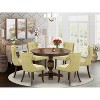 HomeStock 7-Piece Distressed Jacobean Finish Solid Wood Top Dining Table with 6 Parson Chairs - 2 of 4