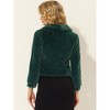 INSPIRE CHIC Women's Cropped Lapel Long Sleeve Fluffy Faux Fur Jackets - 4 of 4