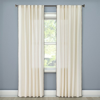 Photo 1 of 84x54 Stitched Edge Light Filtering Curtain Panel Cream - Threshold