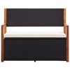 vidaXL Storage Bench 45.3 in. Poly Rattan and Solid Acacia Wood Black - 2 of 4