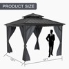 12x12FT Hardtop Gazebo, Aluminum Frame w/ Double Galvanized Steel Roof, Outdoor Metal Pavilion w/ Netting Curtains for Patio, Garden, Lawn, Backyard - 4 of 4
