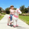 Qaba Ride on Unicorn Toy for Kids 4-7 Years, 37.8 Inch Plush Baby Rocking Horse, Mechanical Walking Animal with Wheels, No Batteries Required, White - 2 of 4