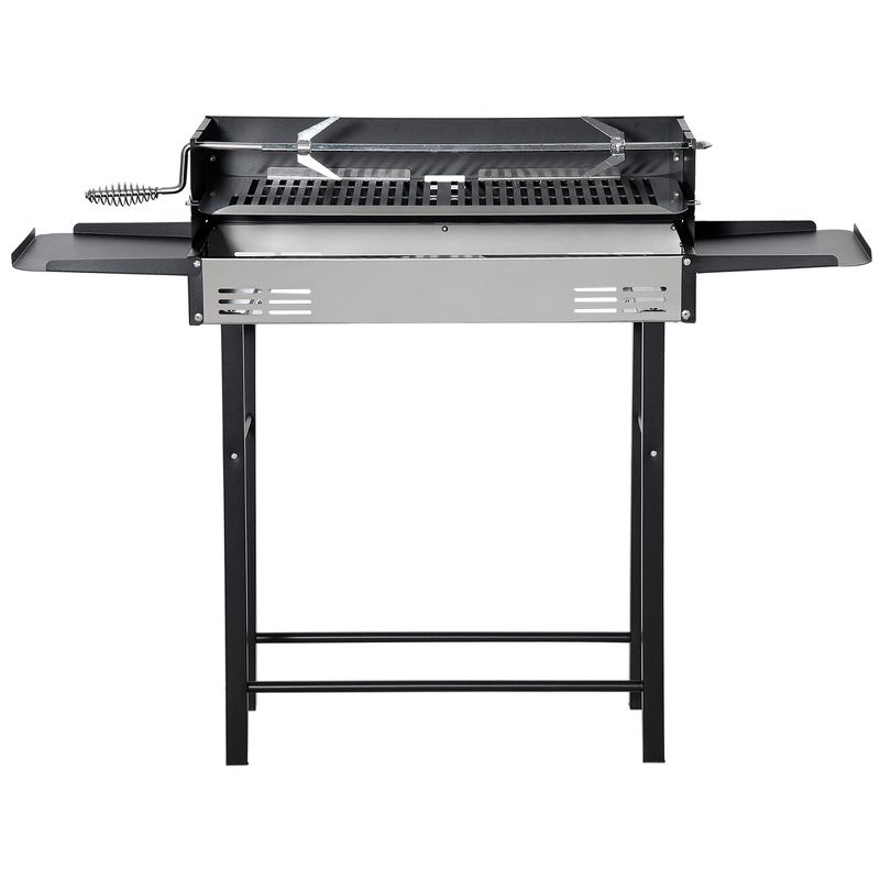 Outsunny BBQ Rotisserie Grill Roaster for Chicken or Turkey with 3-Level Grill Grate, Foldable Storage Shelves, and Wind Deflector, Stainless Steel, 4 of 7