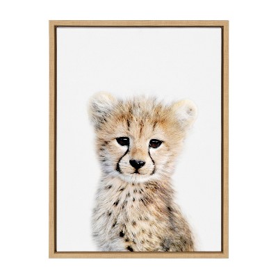 18" x 24" Sylvie Cheetah Framed Canvas by Amy Peterson Natural - Kate & Laurel All Things Decor