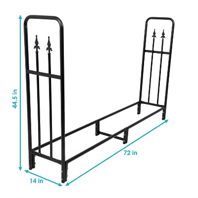Black Powder-Coated Steel 6-Foot Decorative Firewood Log Rack