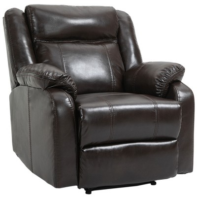 HomCom PU Leather Recliner Sofa Upholstered Manual Reclining Armchair with Footrest for Living Room