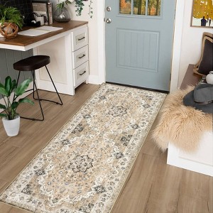 Boho Vintage Area Rug Farmhouse Traditional Floral Carpet for Living Room Hallway Runners Non Slip Indoor Floor Rugs - 1 of 4