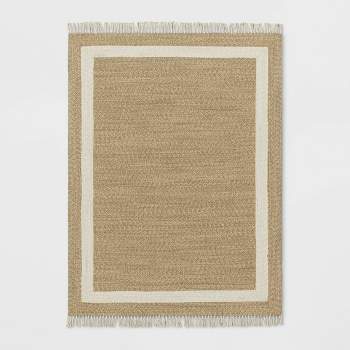 Braided Outdoor Rug with Fringe Neutral/Ivory - Threshold™ designed with Studio McGee