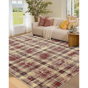 Plaid Rug Area Rug for Bedroom Living Room Modern Classroom Area Rug Neutral Soft Rugs for Nursery Stain Resistant Dining Room Rugs - 1 of 4