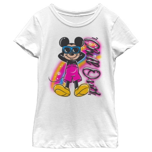 Girl's Disney Mickey Mouse Chill Out Airbrushed T-shirt - White - X Small :  Target