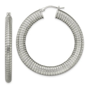 Black Bow Jewelry 5mm Textured Round Hoop Earring in Stainless Steel - 47mm (1 13/16 in) - 1 of 4