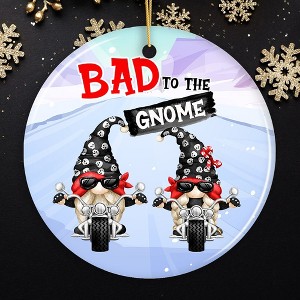 Bad to the Gnome Biker Theme Christmas Ornament| OrnamentallyYou - 1 of 4