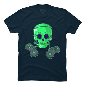 Men's Design By Humans Halloween Skeleton Skull Crossbones Video Gamer By TaiHan T-Shirt - 1 of 4