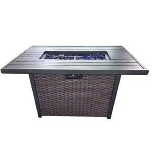 EAGLE PEAK 43 Inch Wicker Patio Fire Table, 50,000 BTU Outdoor Propane Fire Pit Table, CSA Certified, Brown - 1 of 1