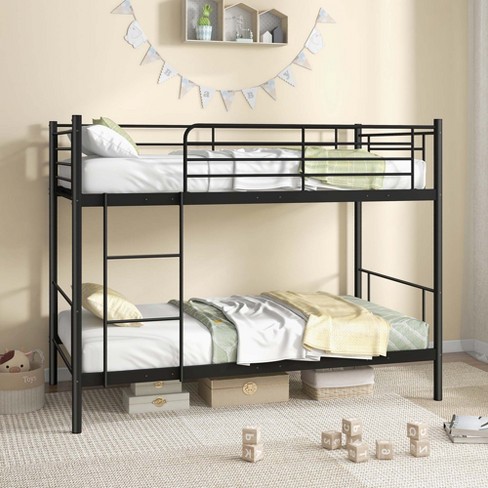 Costway Metal Twin Over Twin Bunk Bed With Built-in Ladder Safety