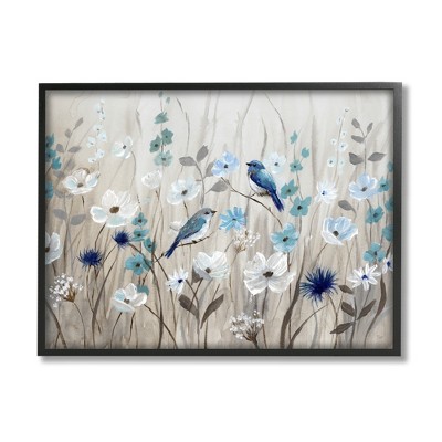 Stupell Birds in Meadow Blue Blossoms Framed Giclee