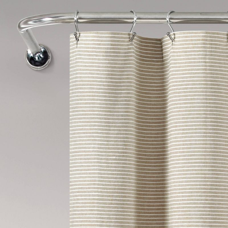 Farmhouse Button Striped Yarn Dyed Woven Cotton Single Shower Curtain - Lush Décor, 3 of 9