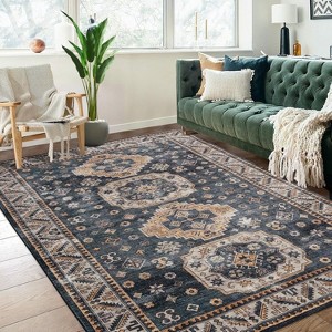 Coucheta Washable Area Rug - Vintage Distressed Rug, Low Pile Non-Slip Carpet for Living Room & Dining Room, Fade & Stain Resistant - 1 of 4