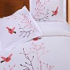 Embroidered Modern Bird and Nature Cotton Duvet Cover and Pillow Sham Set - Blue Nile Mills - image 4 of 4