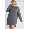 Slickblue Cozy High Cowl Neck Bouclé Sweater Dress, Long Sleeve, Cream/Charcoal, Relaxed Fit, Size XL-2XL - 2 of 4