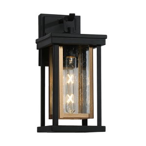 LNC Hewifda 1-Light 13.6-in H Black and Gold with Clear Glass Shade Modern/Contemporary Medium Base (E-26) Outdoor Wall Lights - 1 of 4