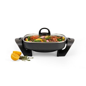 KitchenSmith by bella 11"x11" Electric Skillet with EverGood Ceramic Nonstick Coating: Cast Iron, 1000W, Gray - 1 of 4